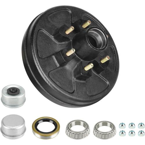 SEHNSUCHT Trailer Brake Drum Kit, 6 Hole on 5.5 Bolt Circle Brake Drum for 5200 lbs 6000 lbs Axles, Replacement 12 Brake Hub Drum Assembly for Rvs, Trailer, and Semi Truck