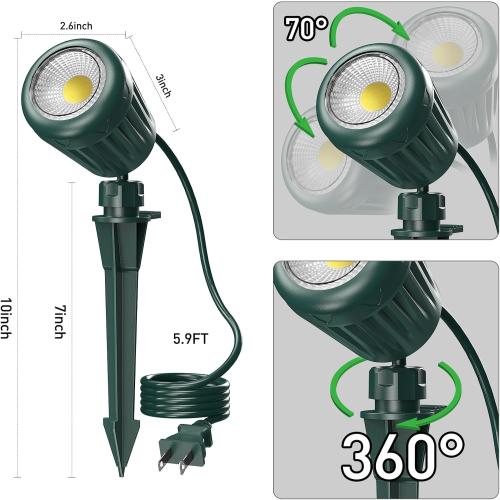 Outdoor Spot Lights for Yard,120V Plug-in Christmas Spot Lights with Timer Remote Control,6000K Landscape Lighting with 5 Color Lenses (Red,Yellow,Green,Blue,Purple),IP67 Waterproof,2 Pack