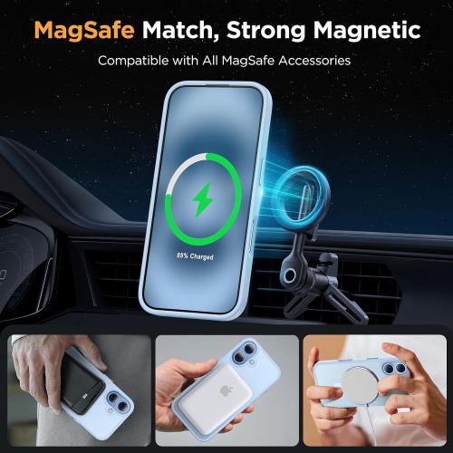 Miracase Magnetic for iPhone 17 Case (Compatible with MagSafe) with Screen Protector Military-Grade Protection, Anti-Fingerprint Translucent Matte Phone Cover for iPhone 17 6.3 inch, Light Blue