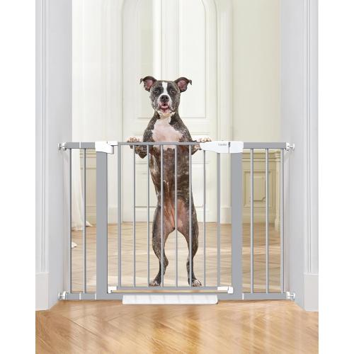 Cumbor Size 29.7-46 Color Grey  Baby Gate for Stairs, Gifts for Mom-Auto Close Dog Gate for The House, Easy Install Pressure Mounted Pet Gates for Doorways, Easy Walk Thru Wide Safety Gate for Dog, Gray