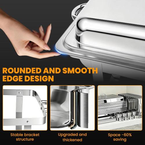 4 Pack Chafing Dishes for Buffet 9QT, Chafing Dish Buffet Set Rectangular with 4 Serving Tongs, Full Size Chafing Pan, Buffet Server Warmer Parties New Year, Chafers and Buffets Warmers Sets