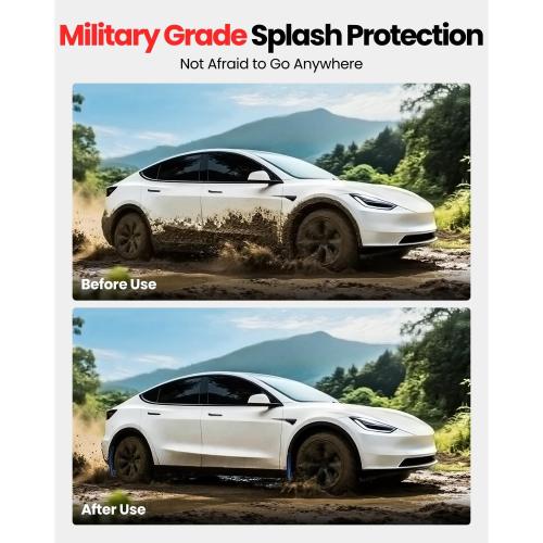 REEVAA 2025 Tesla Model 3 Highland Accessories - Mud Flaps [Protect Paint, No Drilling Required] All-Weather Mud Guard Body Kits for Model 3 Highland 2024-2025, Black (Set of 4)