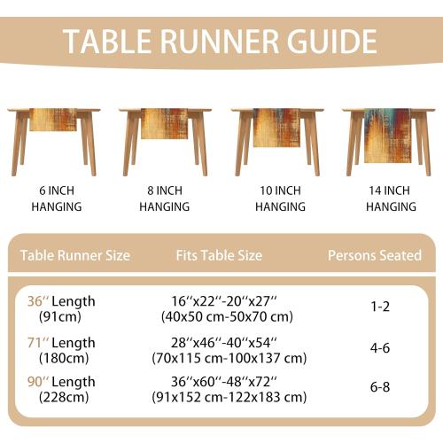 Small Table Runner Vintage Abstract Blue and Orange Table Runner Messy Rust Painting Farmhouse Coffee Table Runners for Kitchen Dining Table Home Decor 36