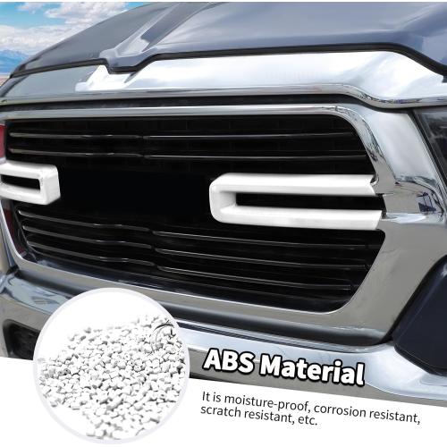 Jimen Compatible with Dodge Ram 2018-2025, 2PCS Front Grille Cover Exterior Trim Accessories (White)