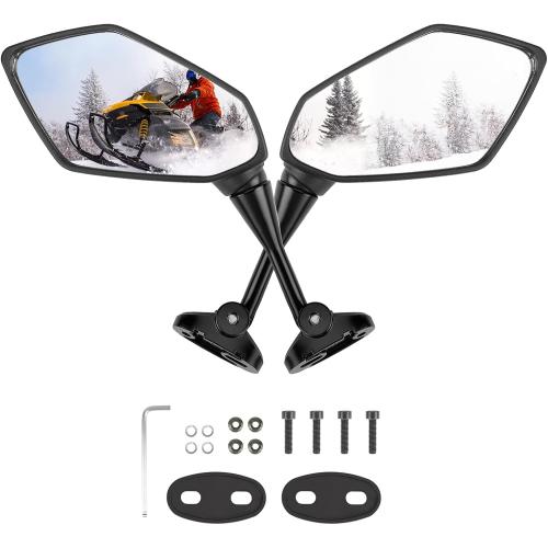 KEMIMOTO Snowmobile Side Mirrors Hood Mounted Rear View Mirror Clear Snowmobile Rearview Mirrors Compatible with Polaris Ski-Doo Arctic Cat Accessories