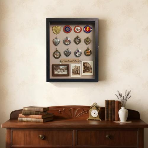 13x16 Nature Wood Black Shadow Box Frame, 1.57 Deep Glass Door with Lock | Solid Hardwood, Front Glass Door & Lock, Linen Back, Hidden Mounts, Perfect for Wedding Flowers, Pictures & Memory Box