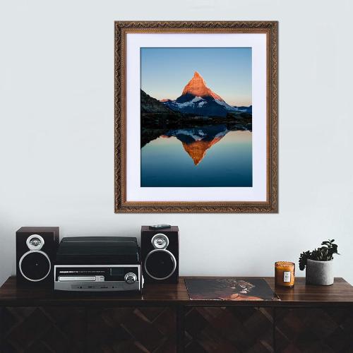 16 x 20 Inch Antique Gold Picture Frame Matted to Display a 11 x 14 Inch Photo