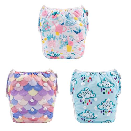 Babygoal Baby & Toddler Girl and Boy Swim Diapers, Reusable Adjustable Washable One Size Fits 6M-3T Gifts and Swimming Lessons 3 Pack 3ZSD25