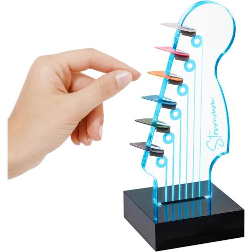 Light Up Guitar Pick Holder – 7-Color Changing LED Pick Storage Display & Night Light – USB Powered Novelty Room Decor, Holds 6 Picks – Cool Guitar Gift for Men, Musicians & Guitarists