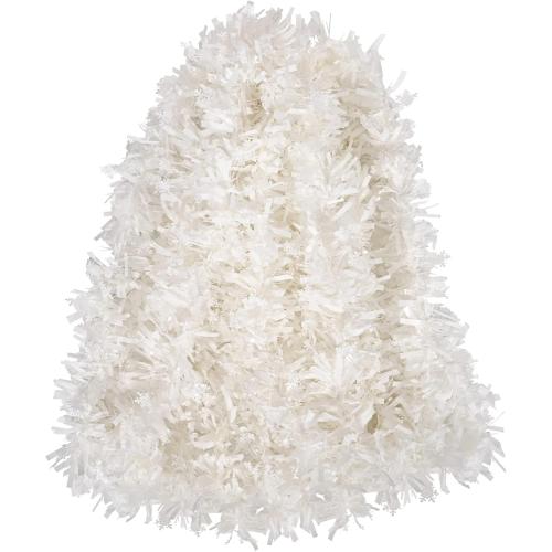 33ft /10m Snowflake Christmas Tinsel Garland White Metallic Twisted Hanging Garland with Star for Chistmas Tree Fireplace Home Decoration