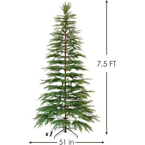 Christmas Decorations - 7.5 Ft Pre-Lit Twinkle Christmas Cypress Tree - Artificial Christmas Trees with 350 LED Lights - Xmas Holiday Decor for Indoor Home Party Living Room Office Decoration