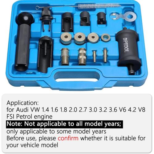 T10133 Fuel Injector Puller Removal Set Injector Seal Installer Service Tool Kit Compatible with Audi VW 1.4 1.6 1.8 2.0 2.7 3.0 3.2 3.6 V6 4.2 V8 FSI Petrol