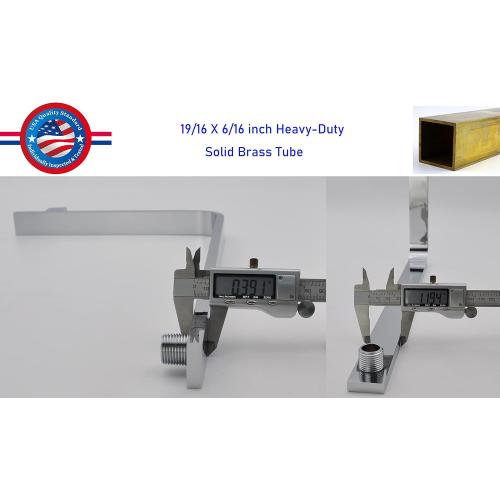 Aquaiaw High Rise Shower Arm and Flange, 16 inch, Solid Brass, Square Shower Riser, Gooseneck Raised Shower Head Arm, Wall Mount Shower Head Extension Arm, 1/2 NPT Tapered Threads (Polished Chrome)