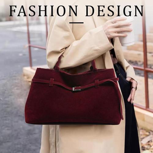 Faux Suede Bags for Women Slouchy Hobo Bag Large Suede Tote Bag Bucket Handbag Retro Purse Vintage Shoulder Satchel Bag