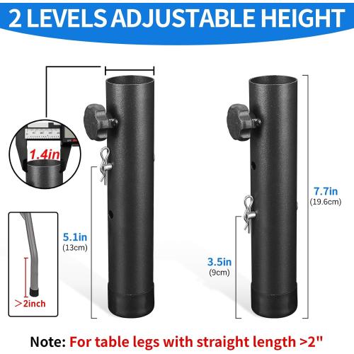 VinBee Folding Table Risers,Folding Table Leg Extenders,2-Levels Height Adjustable Risers for DIY & Office,Dining,Standing Desk 4 Pack (7.7 inch)-Legs for Furniture