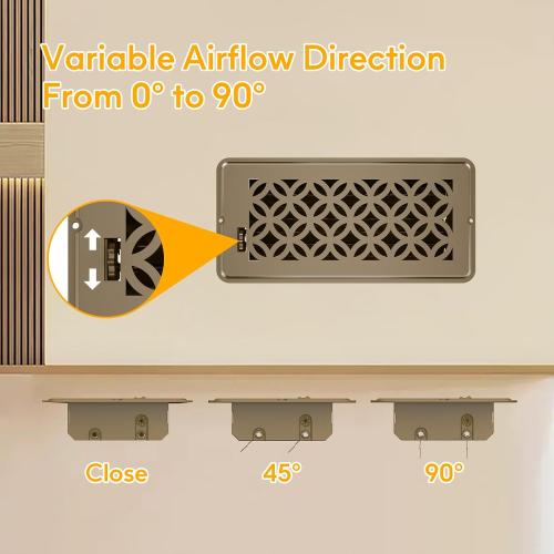 2 Pack Floor Vent Covers, Floor Register 4x10, Adjustable Decorative Vent Covers for Home Floor Ceiling or Sidewall Vent, Heavy Duty Walkable Steel Floor Vents, Rust-Proof Finish (Brown)