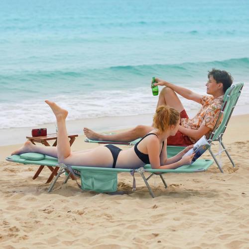 SunnyFeel Lounge Beach Chair for Adults with Face Hole, Reclining Beach Chairs Lay Flat, Sun Face Down Tanning Chair, Portable Folding Camping Cot for Outside Pool, Sunbathing, Reading‼️NEEDS CLEANING‼️