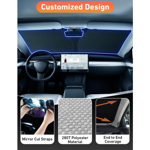 EcoNour Windshield Sun Shade Compatible with Tesla Model 3 & Model Y