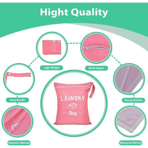 PASHOP Travel Laundry Bags, 2 Pack Waterproof Wet Dry Bags for Dirty Clothes Bags, Washable Camp Laundry Bag Sleepaway Suitable for Traveling