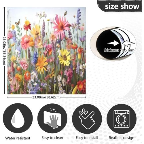 Dishwasher Magnet Cover, Wildflowers Magnet Sticker Fridge Panel Decal for Home Kitchen Decor, 23x26 in