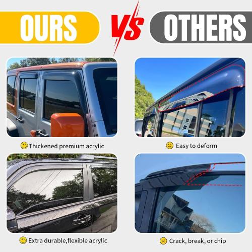 Rain Guards for 2007-2010 Hyundai Elantra Sedan (Excludes Touring Models), Out-Channel Window Visor Shields Vent Deflector Shade Wind Dark Smoke 2008 2009 07 08 09 10, Outside-Mount, 4PCS