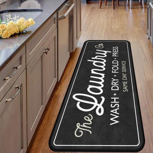 Laundry Room Long Mat Area Rug Non-Slip Floor Mat Waterproof Farmhouse Carpet for Kitchen 40 x 20(Black-3)