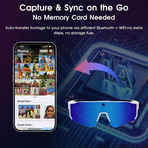 AI Smart Glasses with Camera 4K, Bluetooth Sunglasses for Outdoor Sports