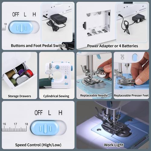 Mini Sewing Machine for Beginners & Kids with Extension Table, Portable