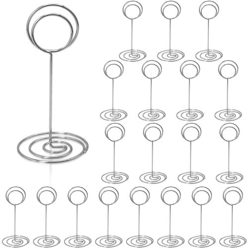 Table Number Holders 20Packs - 3.35 Inch Table Number Stands Place Card Holder for Wedding Party Graduation Reception Restaurant Home Photo Picture Office Memo (Silver, 3.35)