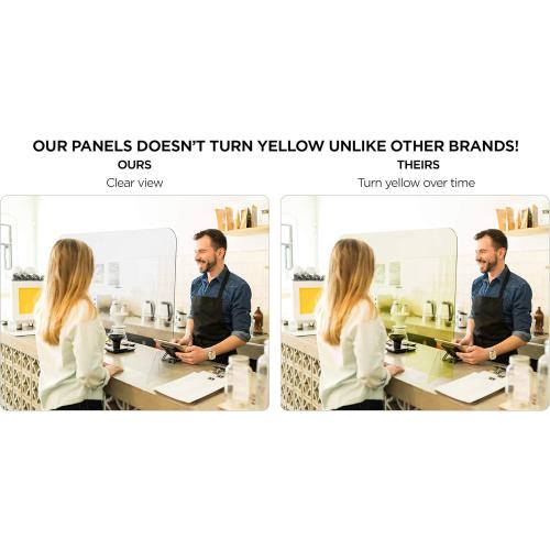 flybold Sneeze Guard for Desk Plexiglass Sheet - Barrier for Counter Acrylic Desk Divider - 92% Transparency Anti Fade Plastic Protective Shields for Office Furniture Partitions 48 X 32