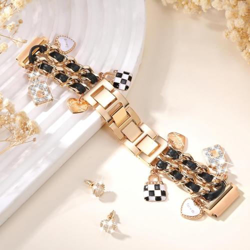 Stylish Metal Band Compatible with Samsung Galaxy Watch 7 Band/FE 6 5 4 40mm 44mm,Galaxy Active 2, 20mm Watch Strap Pretty Chain with Cute Decorative Charms Accessories for Samsung Watch Bands Women