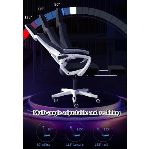 Reclining Office Chair with Footrest Retractable Footrest, with Adjustable Lumbar Support Home Office Chair Breathable Mesh,for Home/Study/Working,Grey