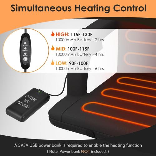 HOPERAN Heated Stadium Seats for Bleachers with Back Support and Wide Cushion, Extra Portable Bleacher Seat Foldable Stadium Chair, USB 3 Levels of Heat, 5 Pockets for Outdoor Camping Games Sports