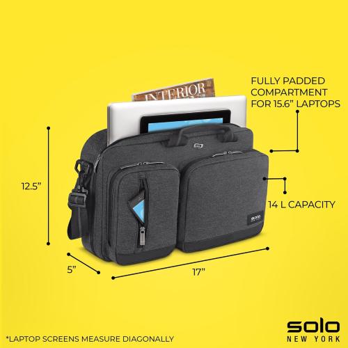 Solo New York Hybrid Briefcase Backpack - Laptop Carrying Bag, Fits 15.6 Computer, Brief for Travel & Work - Duane