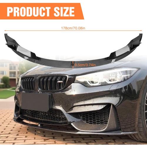 4pcs Front Bumper Lip Splitter Spoiler Compatible with 2015-2020 BMW F80 M3 F82 M4 F83 M4 MP Style, Car Body kit Accessories Front Lip Splitter (Carbon Fiber)
