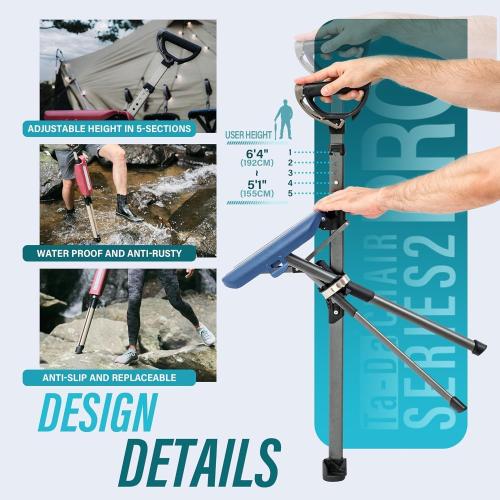 STEP2GOLD Ta-Da Chair Green Series 2 PRO, Portable Trekking Hiking Pole, Folding Walking Stick with Seat, Walking Cane with Chair, Foldable Chair, Lightweight Aluminum, Easy Carry and Storage, Anti-Slip