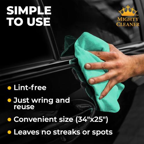 2 pk Size 34x25 Premium XL Shammy Towel for Car - 2pk (34”x25”) - Super Absorbent Chamois Cloth - Spots & Scratch-Free - Reusable Car Drying Towel
