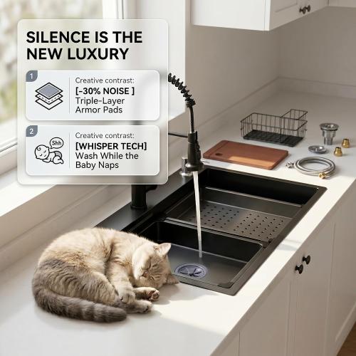 30 Inch Black Drop-In Stainless Steel Kitchen Sink: Single Bowl Deep Scratch Resistant 16 Gauge Workstation with Faucet & Accessories Combo for Family Kitchen
