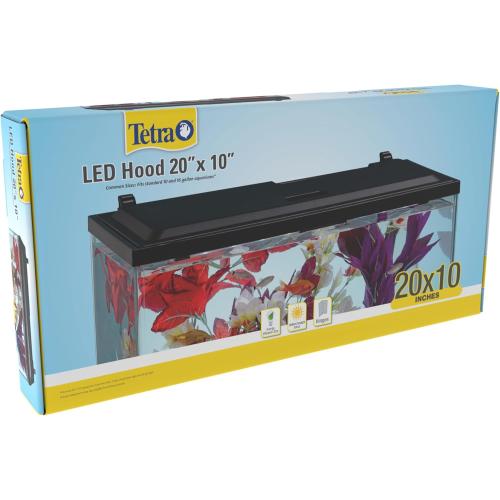 Tetra LED Hood 20 Inches By 10 Inches, Low-Profile Aquarium Hood With Hidden Lighting