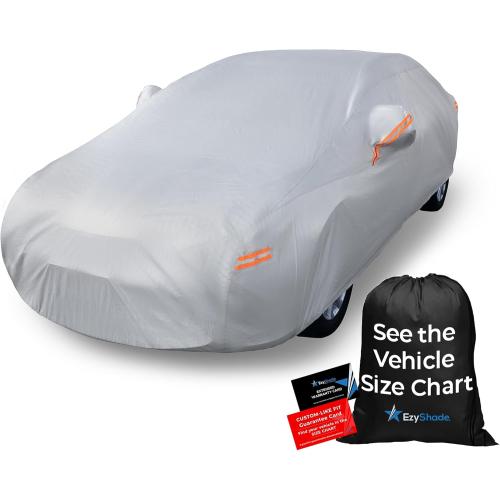 EzyShade 10-Layer Car Cover Waterproof All Weather - See Vehicle Size-Chart - Car Covers for Automobiles & Car Snow Cover - Full Exterior Covers - Winter Rain Sun SUV Sedan. Size A4 (See SizeChart)