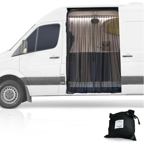 Living in a Bubble Van Bug Screen for Mercedes-Benz Sprinter Mid/High Roof and Other Campervans, Universal Size Sliding Door Flyscreen Mosquito Net, Center Magnetic Closure (Large)
