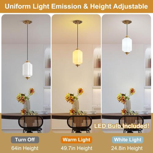Milk Glass Light Fixture 5.5in Small Pendant Light Bulb Included