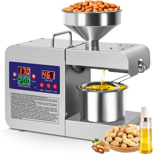 Oil Press Machine, 820W Home Commercial Automatic Oil Press Extractor, Steel Stainless Electric Cold & Hot Press Oil Expeller for Peanut Sesame Soybean Sunflower Seeds Walnuts
