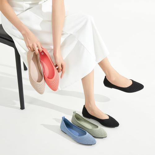 Iarus Women's Size 11 Green Flat Shoes Comfortable Ballet Flat Fashion Dress Shoes Pointed Toe Mesh Knit Portable Lazy Casul Shoes Office Commuting