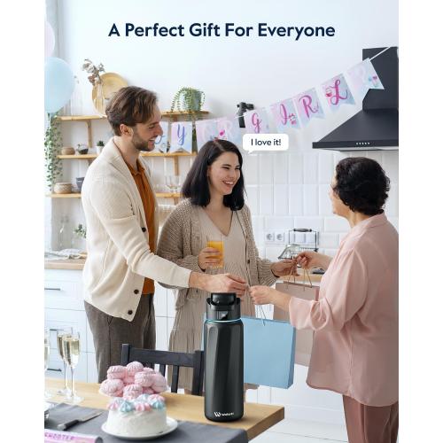 BOOST Smart Water Bottle with Reminder & Tracker, Double Wall Vacuum Insulated Bottles Stainless Steel, 32oz BPA-Free Wide Mouth for School, Gym, Office, Ideal for Mother's Day