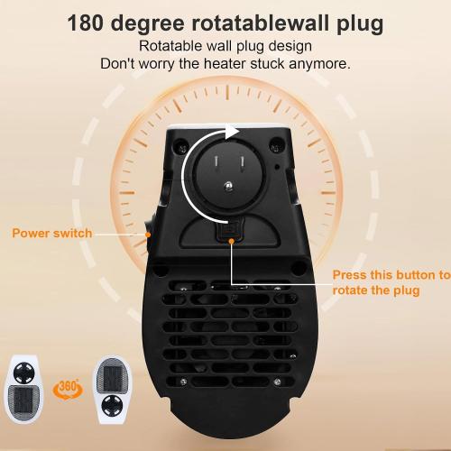 Smart Thermostat Space Heater,450W Portable Electric Small Heaters With Timer/Overheat Protection,Safe heater,Energy-saving heater with LED Display,Heaters for Office Bathroom RV Indoor Use (Black)