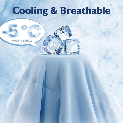 COHOME Cooling Comforter Queen/Full, Cooling Blanket for Hot Sleeper and Night Sweats, Cold Touch Fabric Absorbs Body Heat, Double-Sided Cool Design Soft Fluffy (Blue, (90x90))