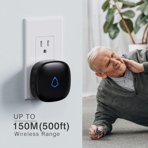 Wireless Caregiver Pager, 2 Call Buttons   2 Receivers for Elderly at Home