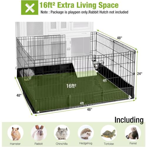 GUTINNEEN Rabbit Pet Playpen Bunny Run Extension Indoor Small Animal Pen (Playpen Only)