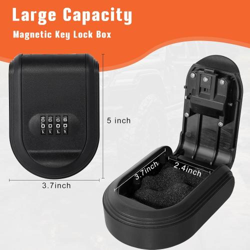 Magnetic Key Lock Box, Key Holder with Combination Lock Under Car, Magnet Hide a Key Box for Spare Key Storage Outdoor, Indoors